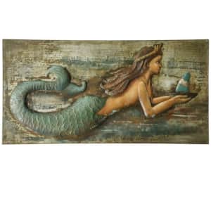 StyleCraft 47" x 24" 3D Mermaid Handmade Metal Wall Art for $76