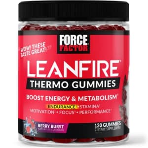 Force Factor LeanFire Thermo Gummies with B12 Vitamins, Caffeine, & Green Coffee Bean, Boost Energy, Metabolism, for $22