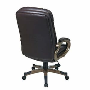 Office Star Bonded Leather Seat and Back Executives Chair with Fixed Arms and Cocoa Coated Accents, for $233 Office Star Bonded Leather Seat and Back Executives Chair with Fixed Arms and Cocoa Coated Accents, for $233