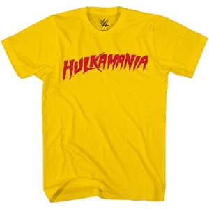 WWE Men's Superstar Wrestlers Stone Cold Steve Austin The Rock Undertaker T-Shirt, Hulk Yellow, for $12