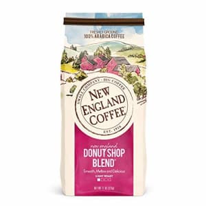 New England Coffee New England Donut Shop Blend, Light Roast Ground Coffee, 11 Ounce (1 Count) Bag for $8 New England Coffee New England Donut Shop Blend, Light Roast Ground Coffee, 11 Ounce (1 Count) Bag for $8
