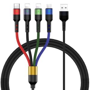 4-in-1 Nylon Braided 4' Charging Cable for $9