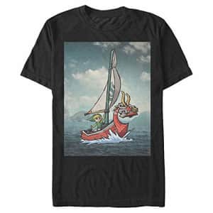Nintendo Men's Zelda Wind Waker Link Photo-Real Ship Sail T-Shirt, Black, xx-Large for $16