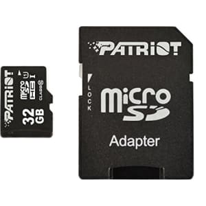 Patriot LX Pro PSF32GMCSHC10BK 32GB Class 10 microSDHC memory card w/ adapter for $50