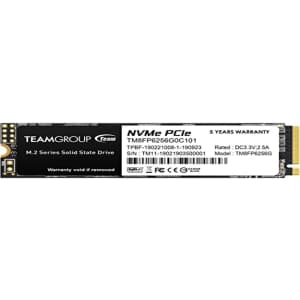 Teamgroup 256GB NVMe M.2 SSD for $20