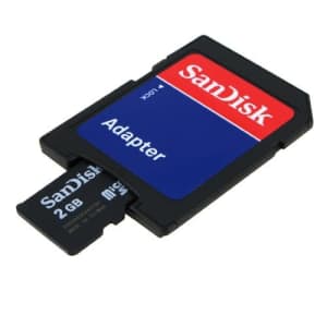 Sandisk 2GB MicroSD TransFlash Memory Card for HTC 8925 Touch Shadow Motorola Z6TV Samsung A737 for $15