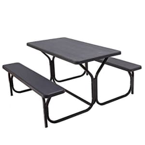 Giantex Picnic Table Bench Set Outdoor Camping All Weather Metal Base Wood-Like Texture Backyard for $310 Giantex Picnic Table Bench Set Outdoor Camping All Weather Metal Base Wood-Like Texture Backyard for $310