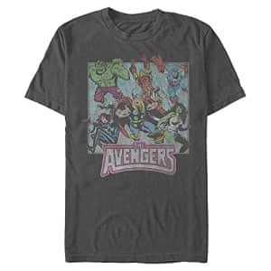 Marvel Men's Universe Avengers Squared T-Shirt, Charcoal, Small for $15