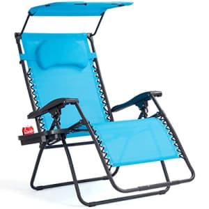 Goplus Folding Zero Gravity Lounge Chair Wide Recliner for Outdoor Beach Patio Pool w/Shade Canopy for $113