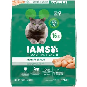 IAMS Proactive Health Healthy Senior Dry Cat Food 16-Lb. Bag for $26