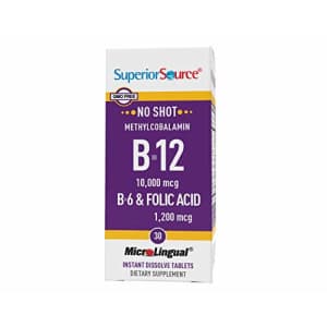 Superior Source No Shot Vitamin B12 Methylcobalamin (10000 mcg), B6, Folic Acid, Quick Dissolve for $28