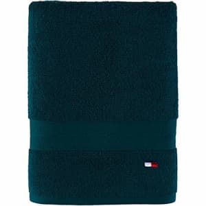 Tommy Hilfiger Solid Color Bath Towel 1 Piece - 30 X 54 Inches, 100% Cotton 574 GSM (Dark Green) for $16