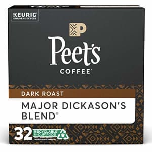 Peet's Peets Coffee Major Dickason's Blend K-Cup Coffee Pods for Keurig Brewers, Dark Roast, 32 Pods for $21 Peet's Peets Coffee Major Dickason's Blend K-Cup Coffee Pods for Keurig Brewers, Dark Roast, 32 Pods for $21