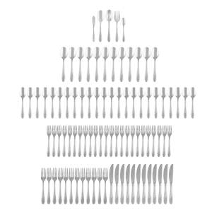 Cambridge Silversmiths 89-Pc. Flatware Set w/ 5-Pc. Hostess Set for $58 Cambridge Silversmiths 89-Pc. Flatware Set w/ 5-Pc. Hostess Set for $58