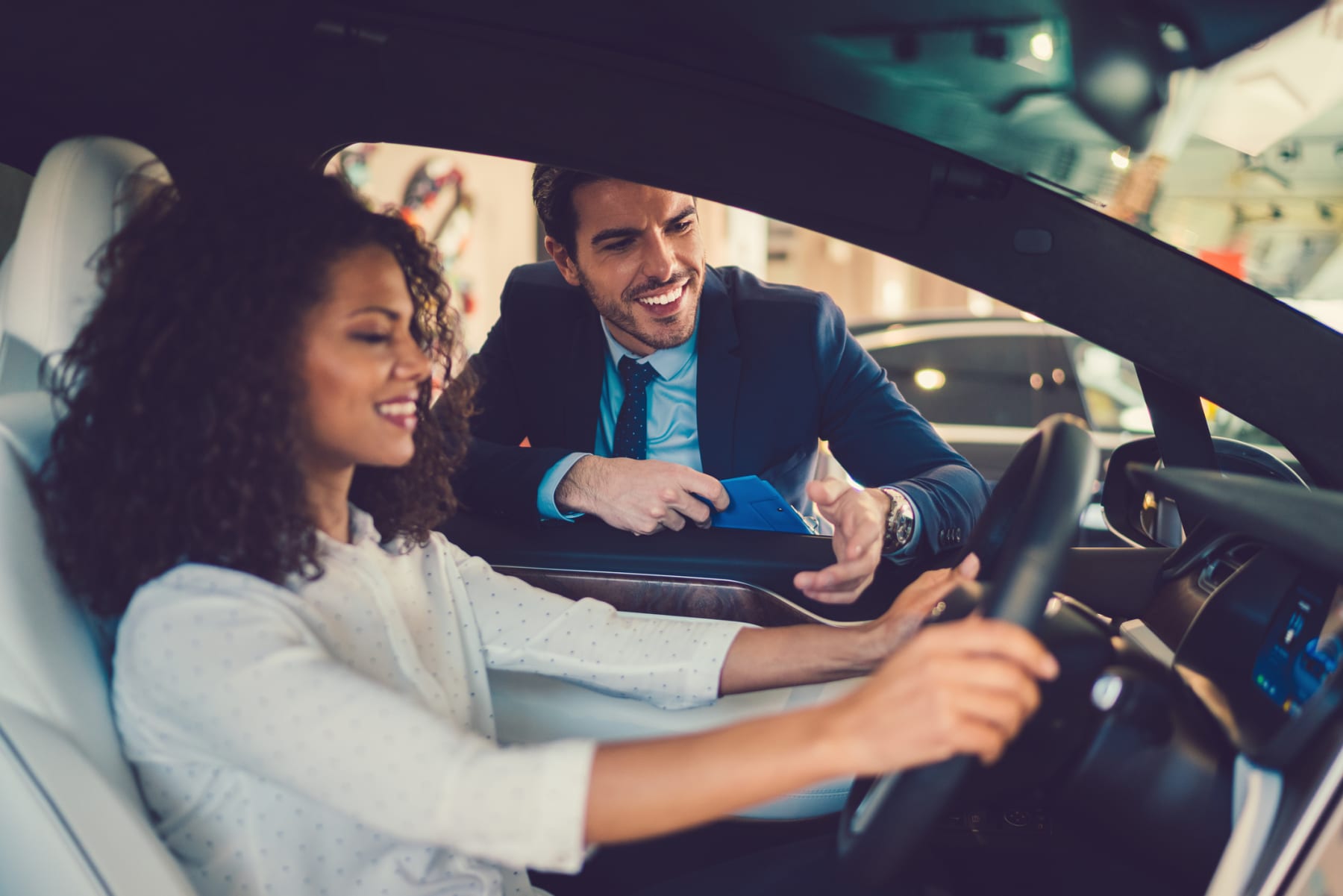 Woman Buying a Used Car
