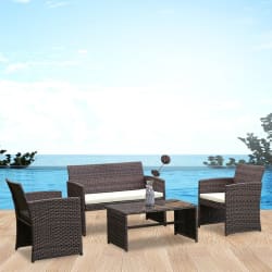 Patio Furniture For Outdoor Costway 4 Piece Rattan Wicker Furniture Set