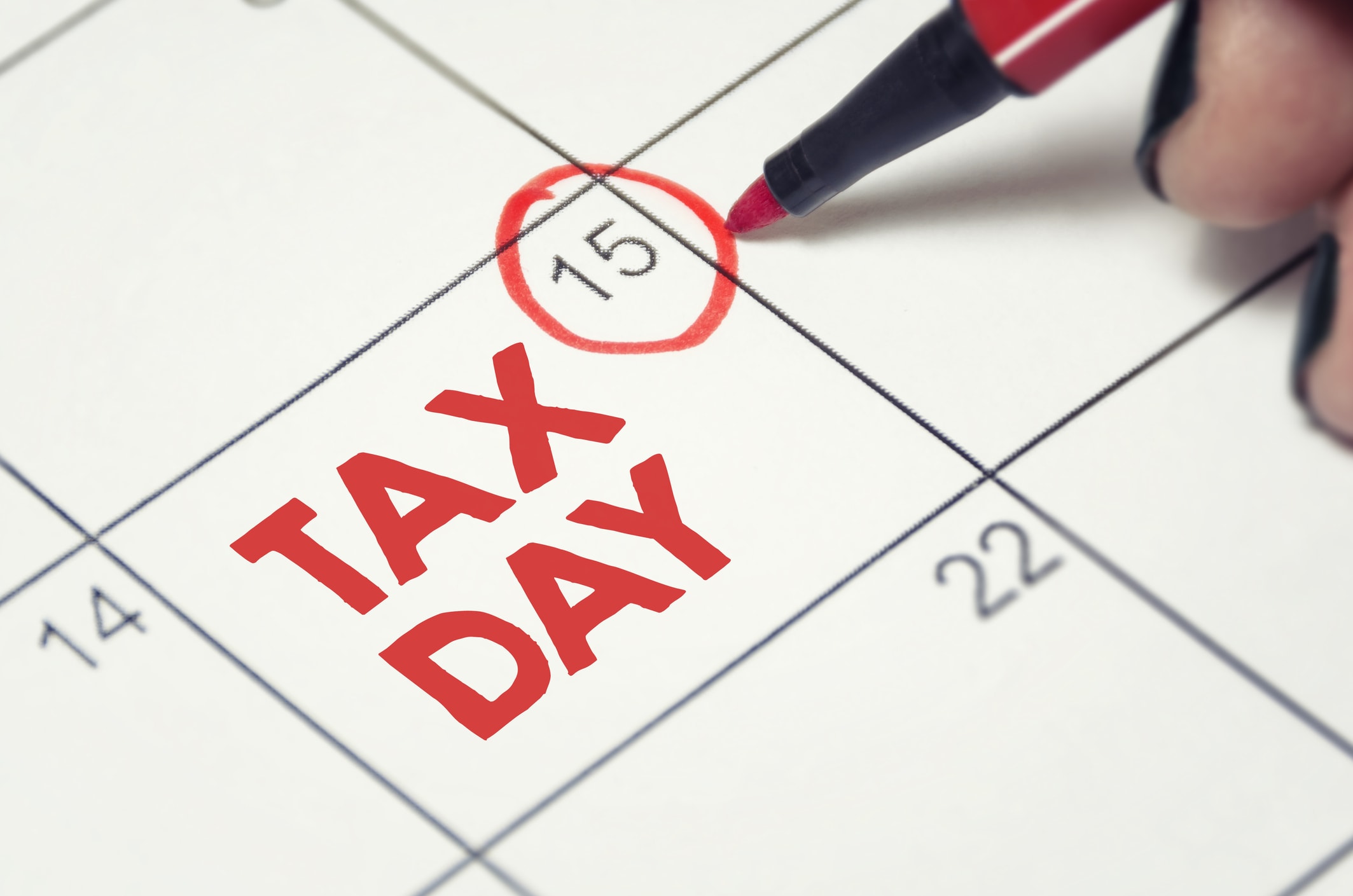 Tax Due Date Marked on the Calendar