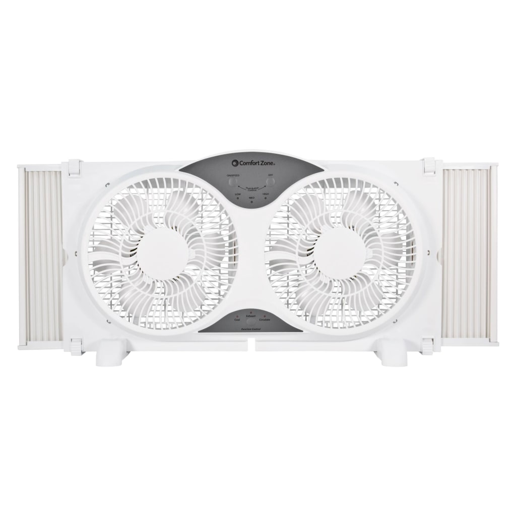 Comfort Zone Dual Digital Reversible Window Fan W Bug Screen For