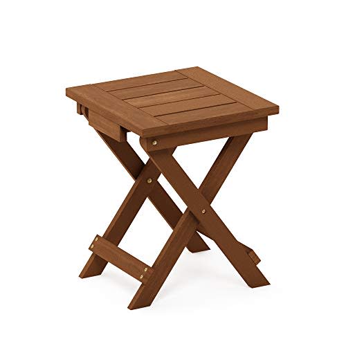 Furinno FG18506 Tioman Hardwood Patio Furniture Outdoor End Table Natural 