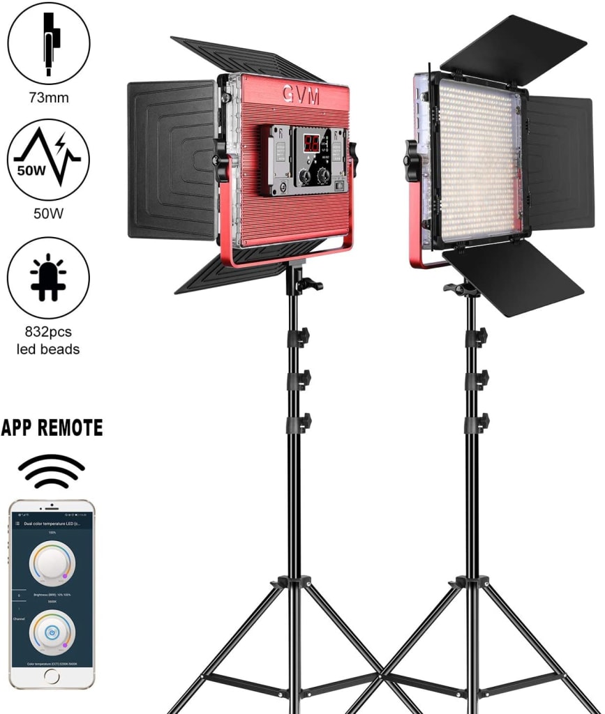 GVM Great Video Maker Led Video Light with App Control 2Pack for 307