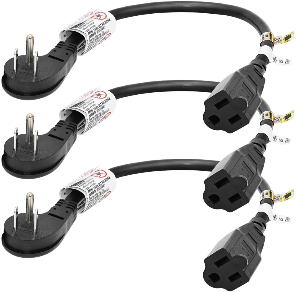 Firmerst Low Profile 1Foot Extension Cord 3Pack for 11 3PCS1FT14BLK