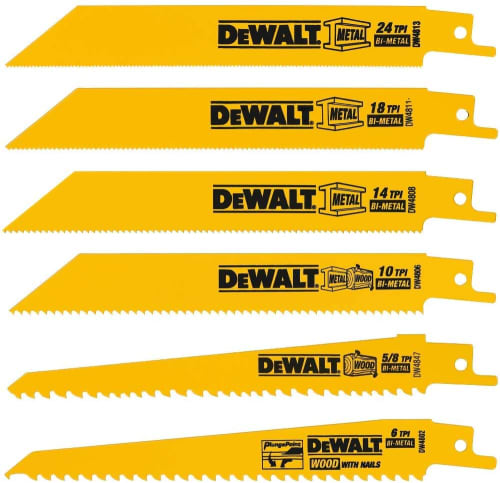 DeWalt 6-Piece Reciprocating Saw Blade Set for $6.99 for members + pickup